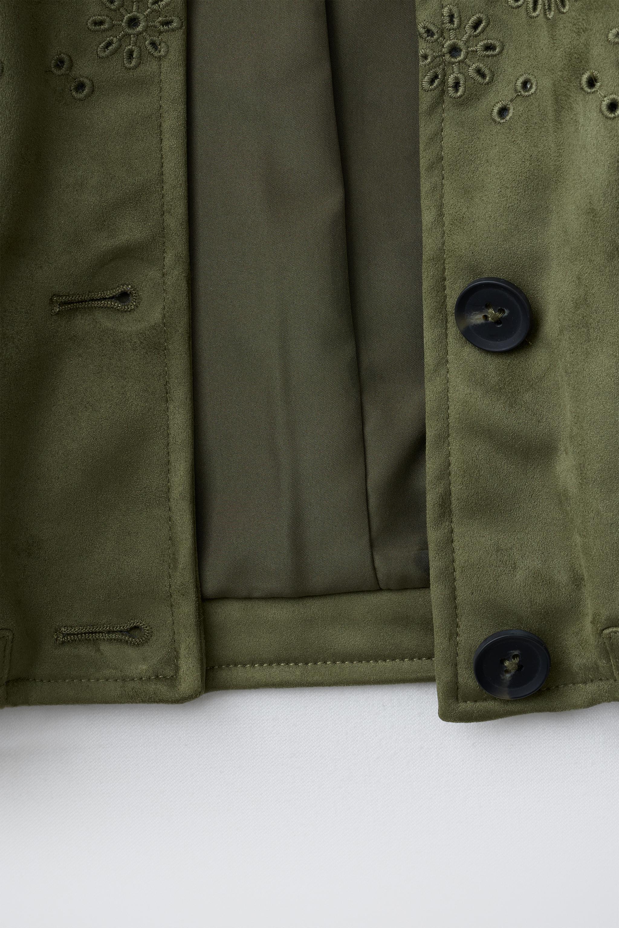 VESTE EFFET DAIM BRODERIES